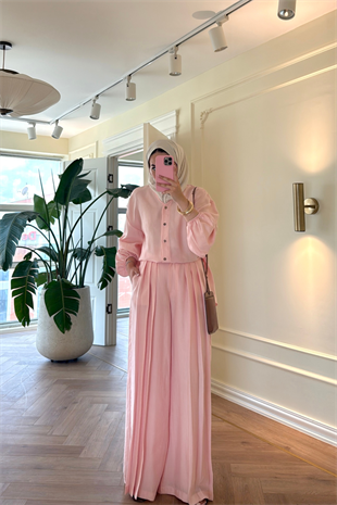 Elera Pantolonlu Takım - Pembe