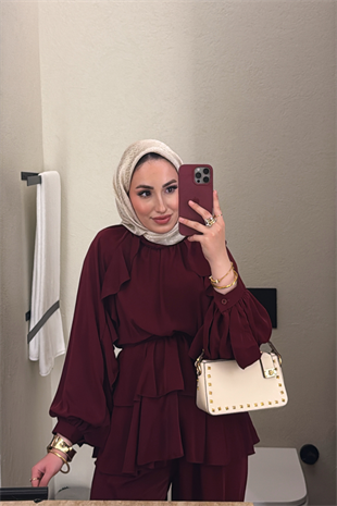 Emma Pantolonlu Takım - Bordo