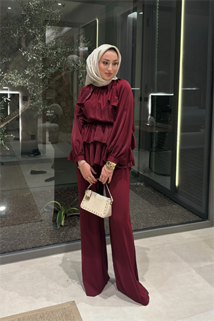 Emma Pantolonlu Takım - Bordo