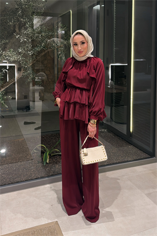 Emma Pantolonlu Takım - Bordo