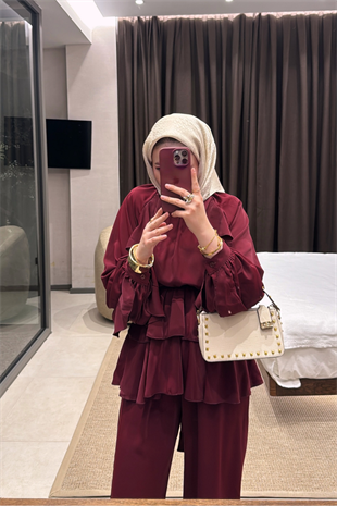 Emma Pantolonlu Takım - Bordo