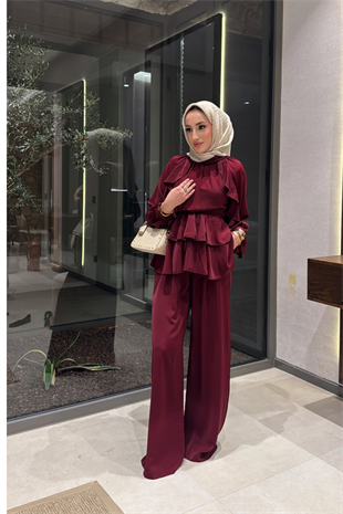 Emma Pantolonlu Takım - Bordo