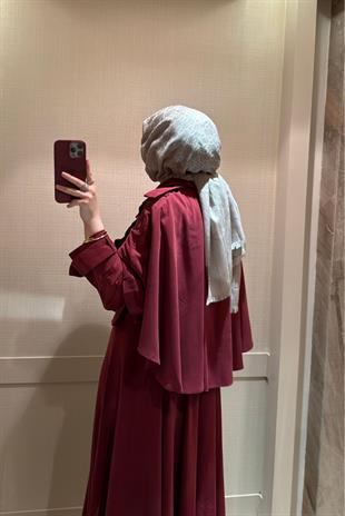 Evole Pelerinli Etekli Takım-Bordo