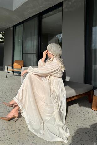Elsa elbise-bej - Vakronline