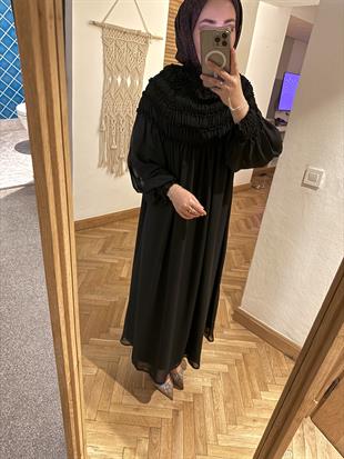 Swan şifon elbise-siyah - vakronline