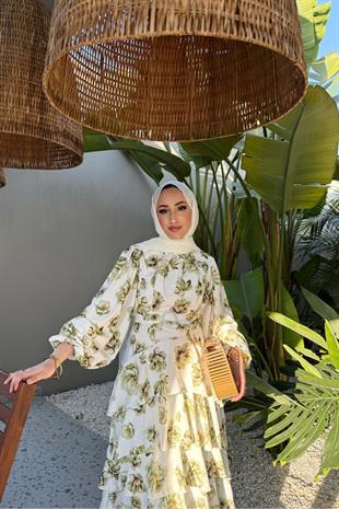 Mona elbise -yeşil - vakronline