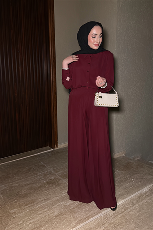 Pretty Pantolonlu takım-Bordo