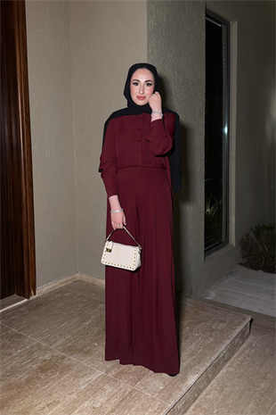 Pretty Pantolonlu takım-Bordo