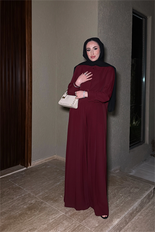 Pretty Pantolonlu takım-Bordo