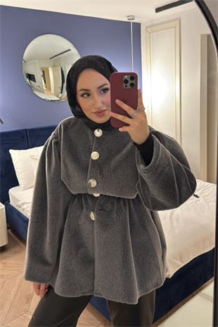 Gold Fox Beli Lastikli Ceket-Gri