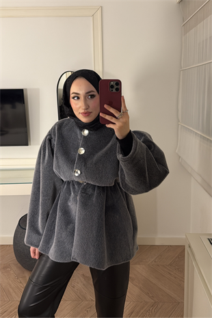 Gold Fox Beli Lastikli Ceket-Gri