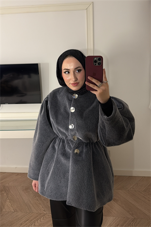 Gold Fox Beli Lastikli Ceket-Gri