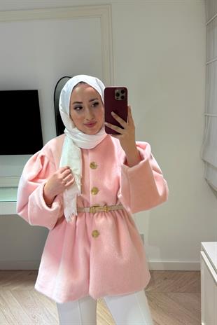 Gold fox Beli lastikli ceket-pembe