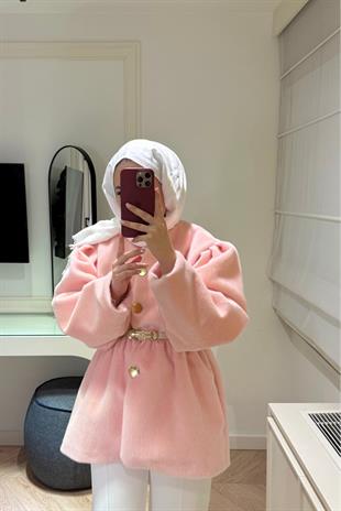 Gold fox Beli lastikli ceket-pembe
