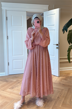 İncili Etekli Takım - Pembe
