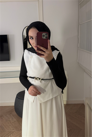 İsabel Etekli Takım-Ekru - vakronline