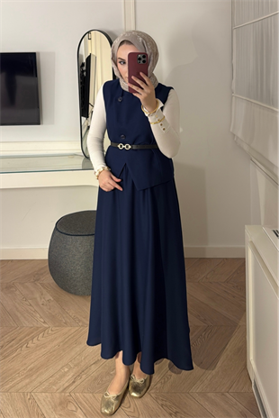 İsabel etekli takım-lacivert - vakronline