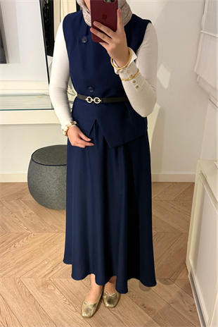 İsabel etekli takım-lacivert - vakronline