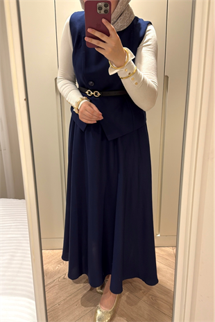 İsabel etekli takım-lacivert - vakronline