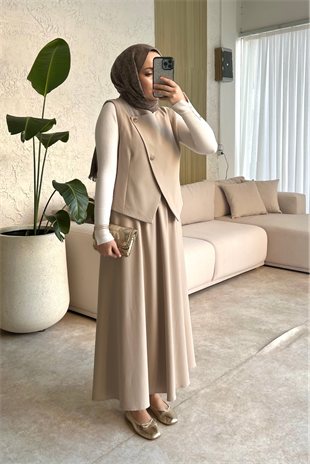 İsabel Etekli Takım- Bej - vakronline