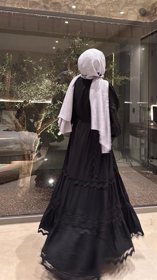 İthal Dantelli Elbise - Siyah (ÖN SİPARİŞ )