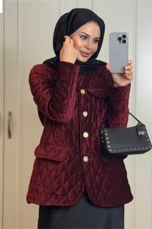 Kadife Kapitone Mont-bordo 