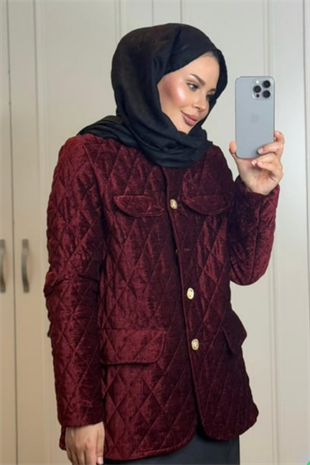 Kadife Kapitone Mont-bordo 