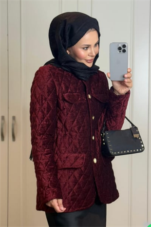 Kadife Kapitone Mont-bordo 