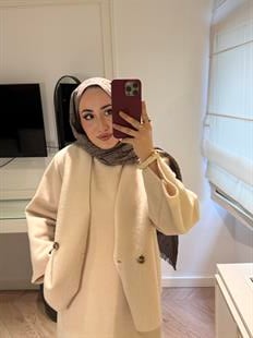 Kaşe Ceketli Elbise-bej
