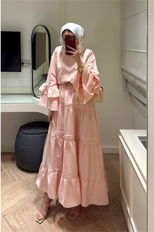 Kat Etekli Takım -Pembe
