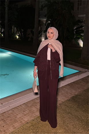 Keep Up Pantolonlu Takım - Bordo