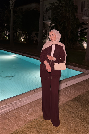 Keep Up Pantolonlu Takım - Bordo