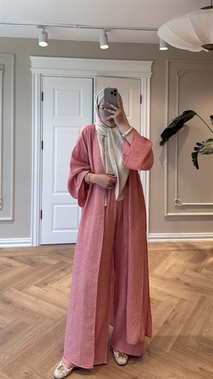 Keten Kimono Takım - Pembe