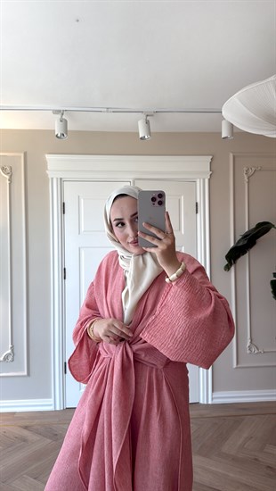 Keten Kimono Takım - Pembe