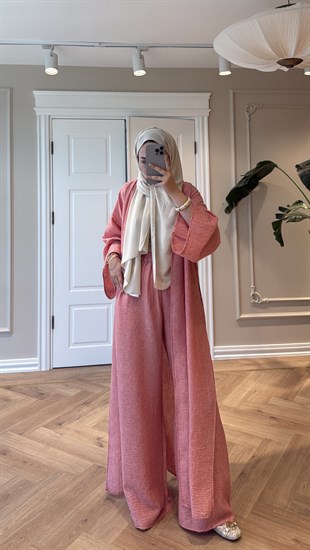 Keten Kimono Takım - Pembe