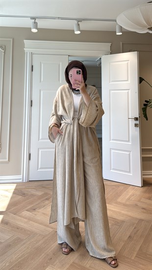 Keten Kimono Takım - Taş
