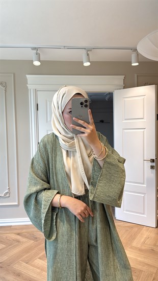 Keten Kimono Takım - Yeşil