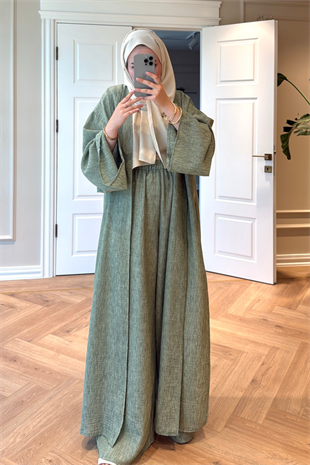 Keten Kimono Takım - Yeşil