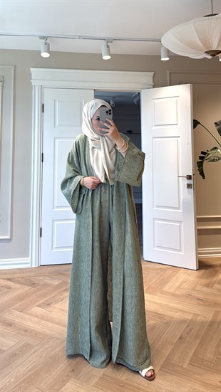 Keten Kimono Takım - Yeşil