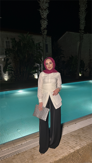 Korse Detaylı Tasarım Gömlek - Beyaz