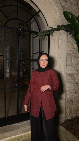 Korse Detaylı Tasarım Gömlek - Bordo