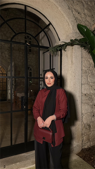 Korse Detaylı Tasarım Gömlek - Bordo