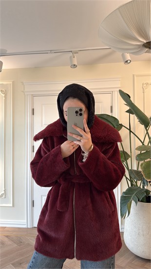 Lendi Kürklü Angora Kaban -Bordo