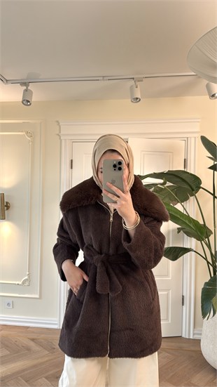 Lendi Kürklü Angora Kaban -Kahve