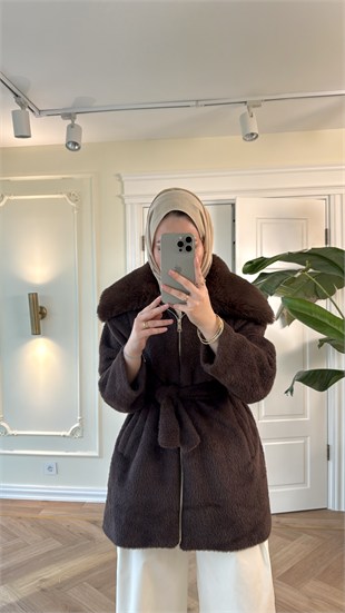 Lendi Kürklü Angora Kaban -Kahve