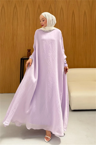 Leval Taş Detaylı Elbise - Lila