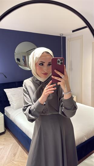Luna Önden Bağlama Etekli Takım - Antrasit 
