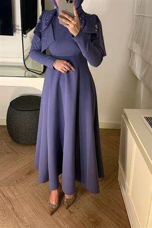 Mavera Taşlı Premium Elbise-Lila(ÖN SİPARİŞ)