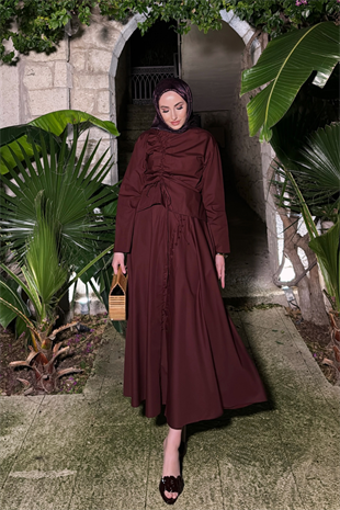 Meva Kurdele Detaylı Premium Poplin Takım - Bordo  