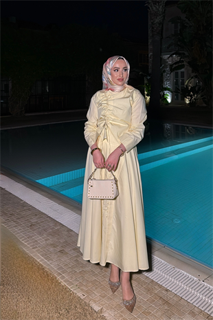 Meva Kurdele Detaylı Premium Poplin Takım - Butter Yellow